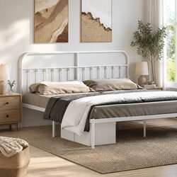 Sturdy White Metal Headboard 180cm for Bedroom Decor