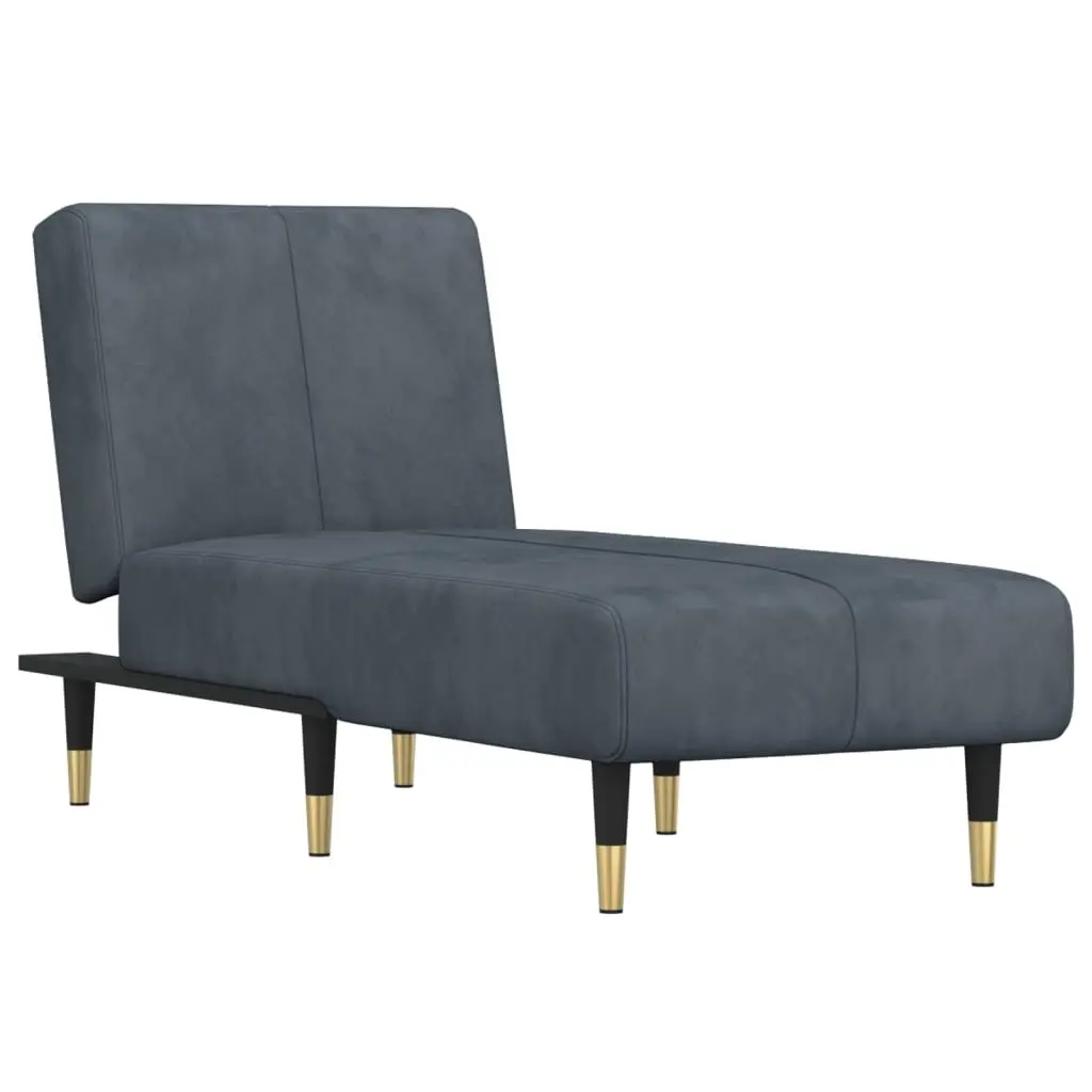 Chaise Longue Velvet Grey Convertible Lounge Sofa 3 Position