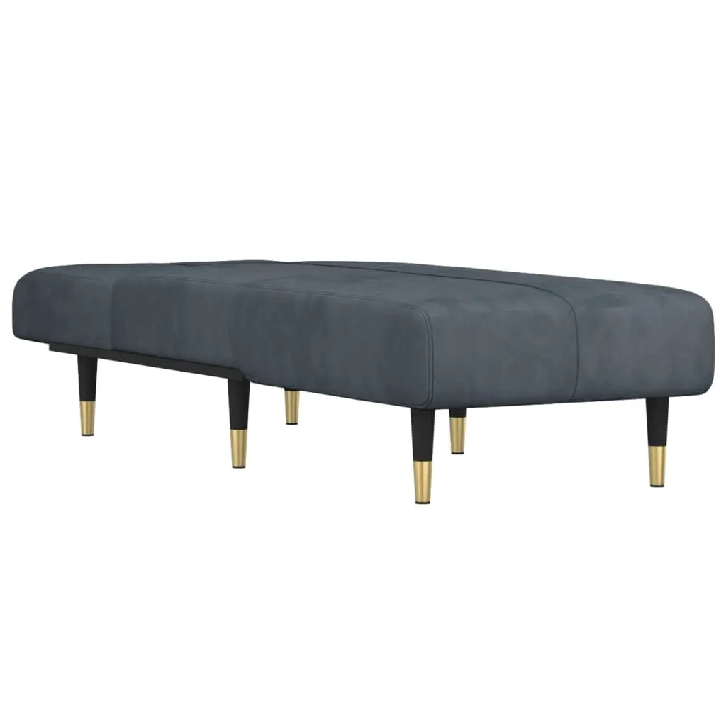 Chaise Longue Velvet Grey Convertible Lounge Sofa 3 Position