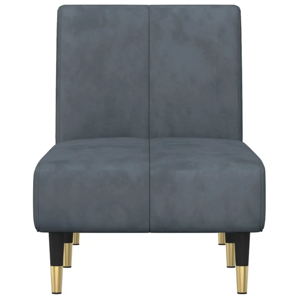 Chaise Longue Velvet Grey Convertible Lounge Sofa 3 Position