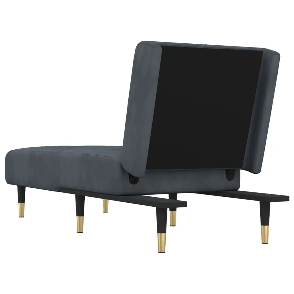Chaise Longue Velvet Grey Convertible Lounge Sofa 3 Position