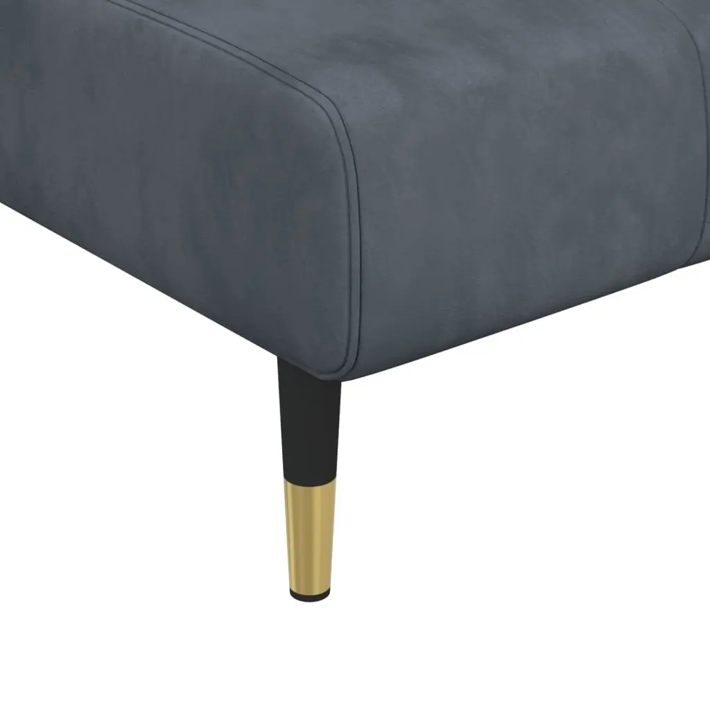 Chaise Longue Velvet Grey Convertible Lounge Sofa 3 Position