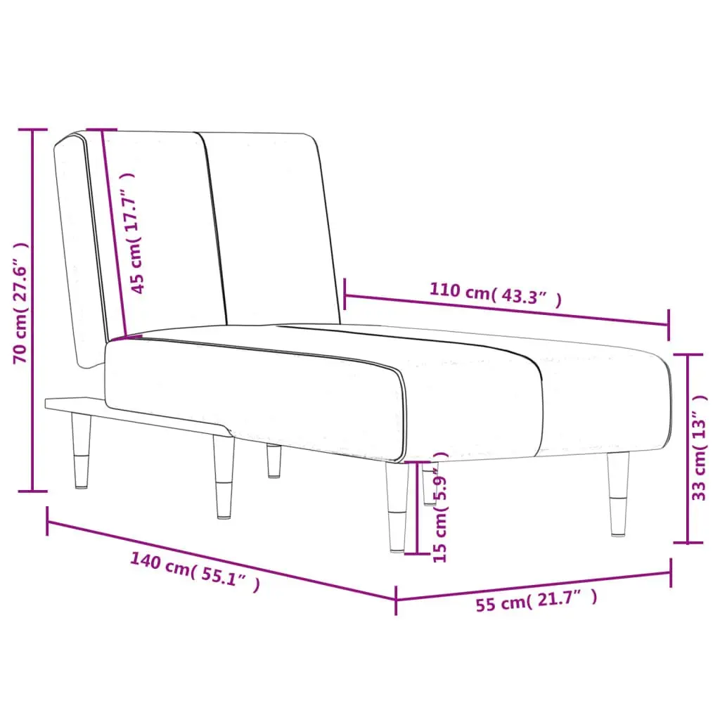 Chaise Longue Velvet Grey Convertible Lounge Sofa 3 Position
