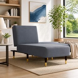 Convertible Velvet Lounger Sofa with 3 Reclining Positions