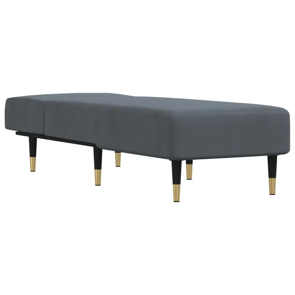 Chaise Longue Velvet Recliner 3-Position Grey Lounger
