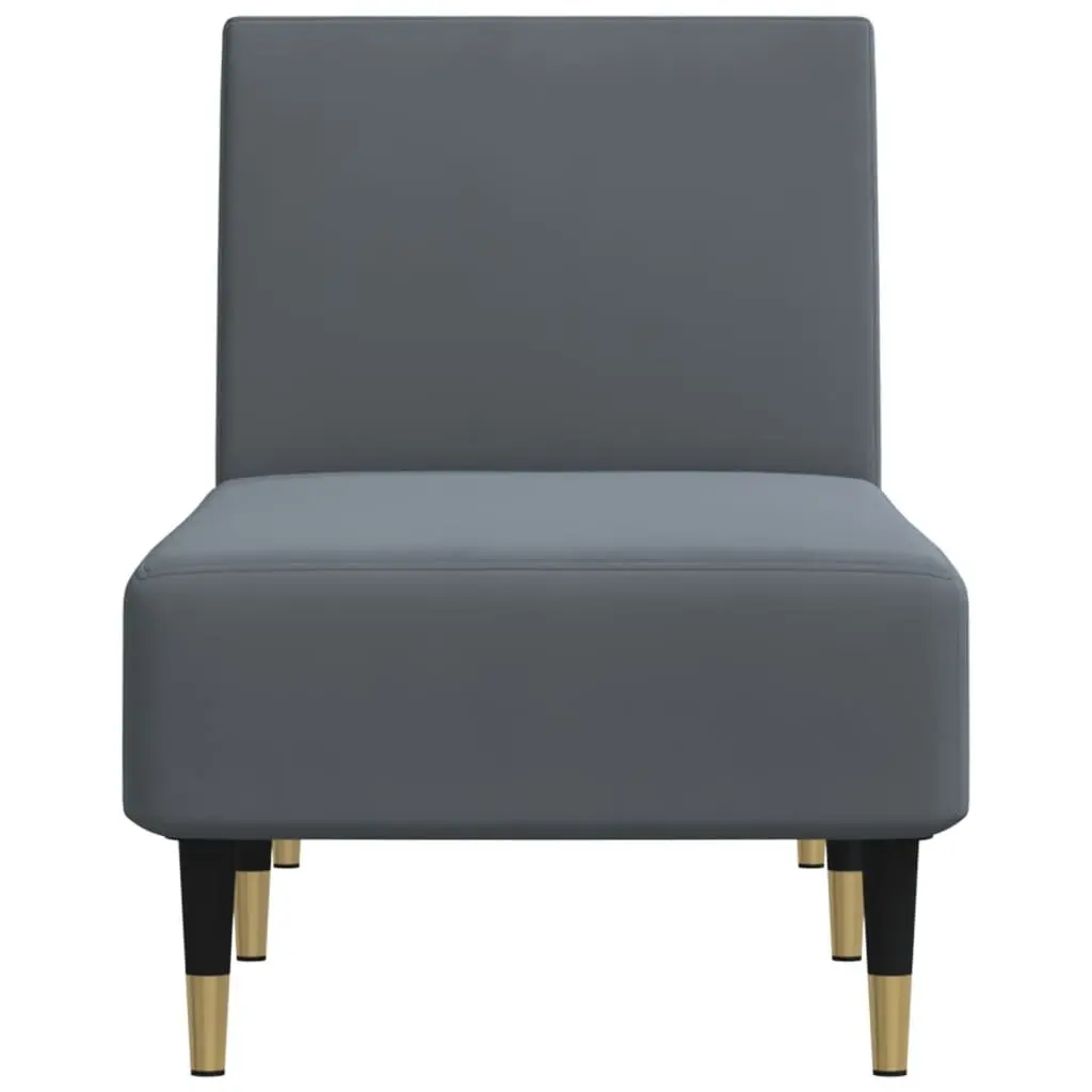 Chaise Longue Velvet Recliner 3-Position Grey Lounger