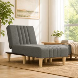 Grey Fabric Chaise Longue Reclining Lounge Chair