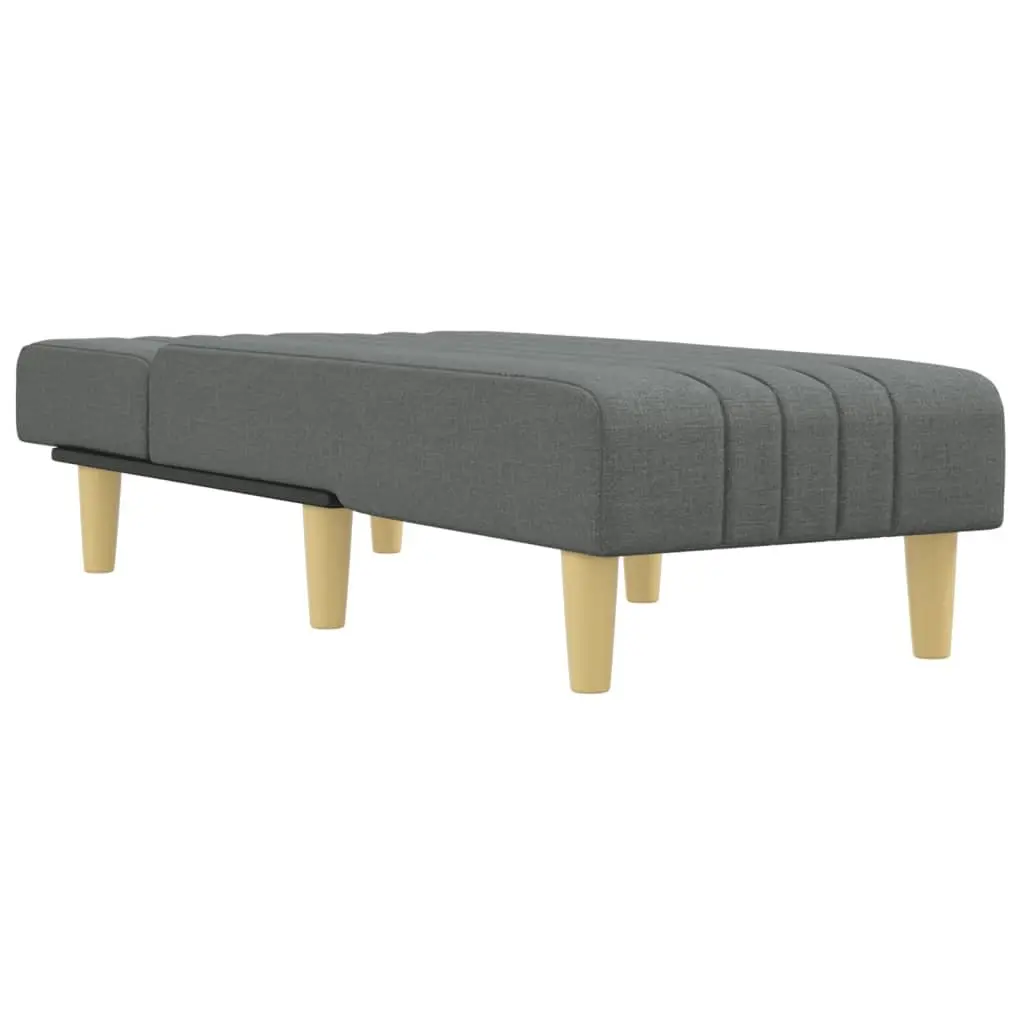 Chaise Longue Fabric Grey 3-Position Convertible Reclining Lounge Chair