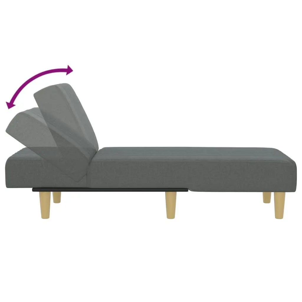Chaise Longue Fabric Grey 3-Position Convertible Reclining Lounge Chair