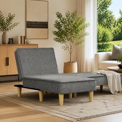 Dark Grey Fabric Reclining Chaise Longue with 3 Positions