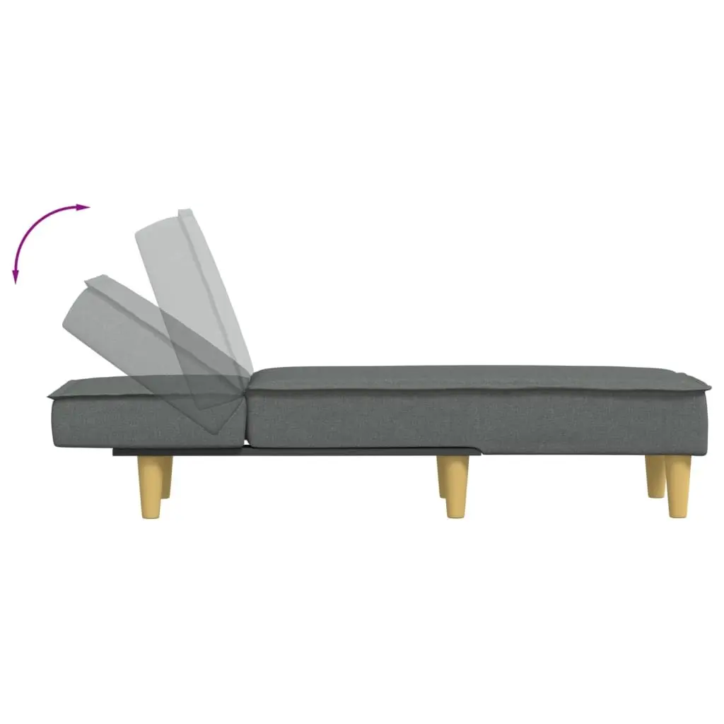 Chaise Longue Fabric Dark Grey 3 Positions