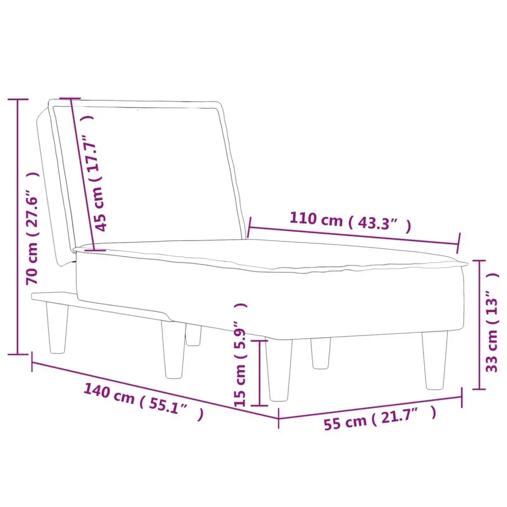 Chaise Longue Fabric Dark Grey 3 Positions
