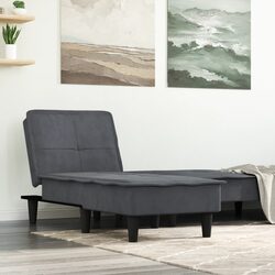 Convertible Grey Velvet Chaise Longue Reclining Lounge Chair