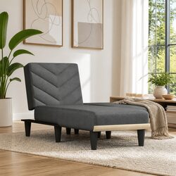 Grey Fabric Chaise Longue Reclining Lounge Chair