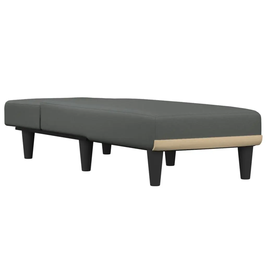 Chaise Longue Fabric Grey Plywood Convertible Sleeping Sofa