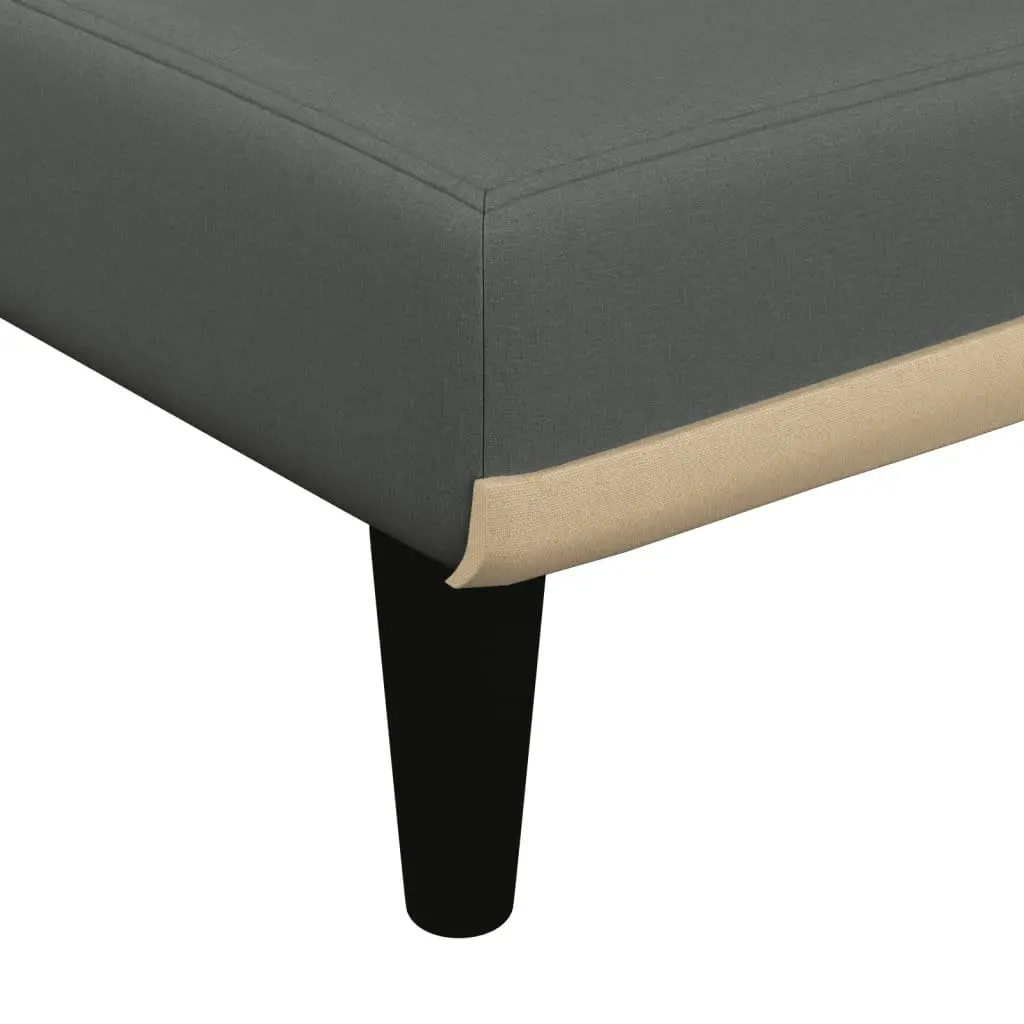 Chaise Longue Fabric Grey Plywood Convertible Sleeping Sofa