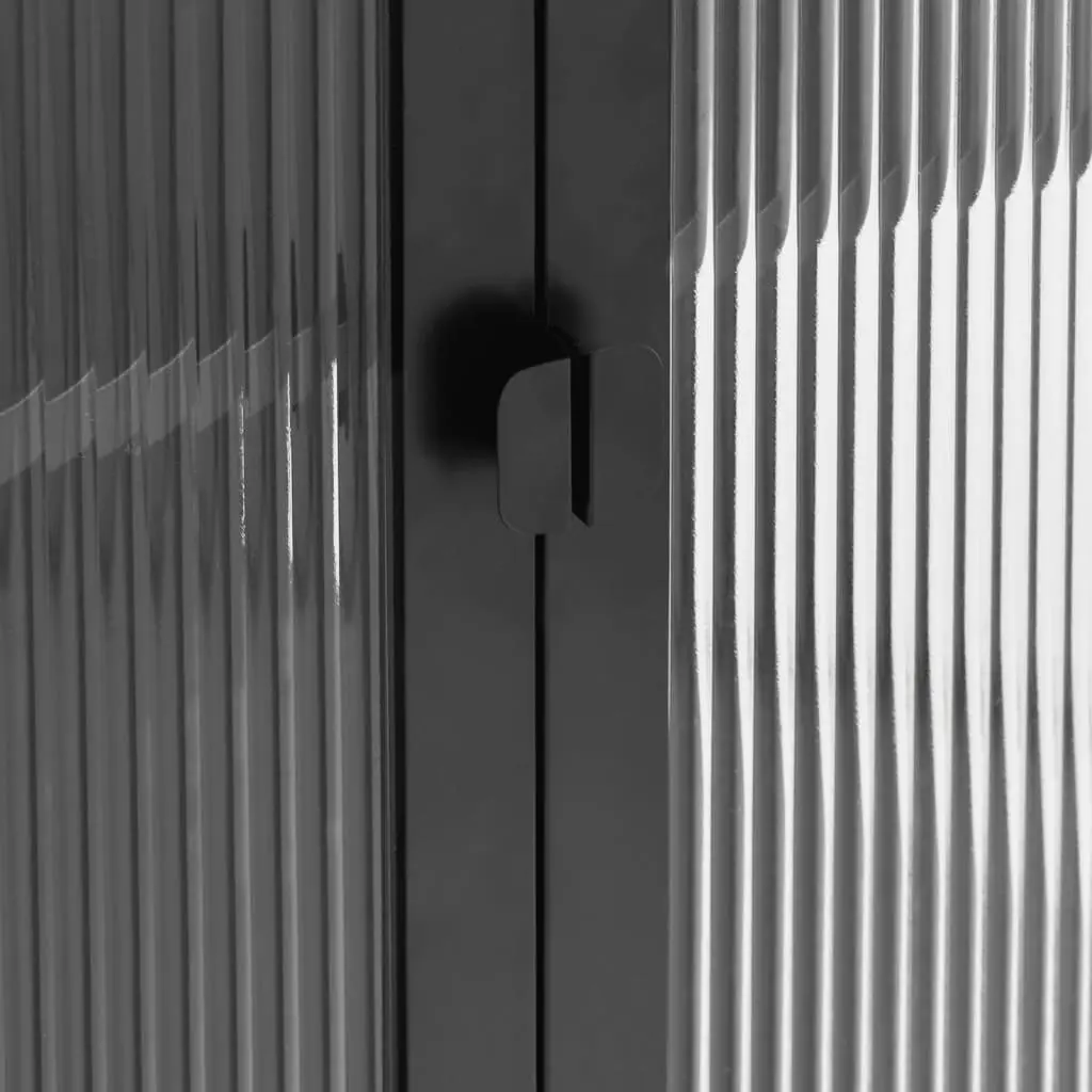 Sideboard Powder-coated Steel Fluted Glass 70x35x70cm Black