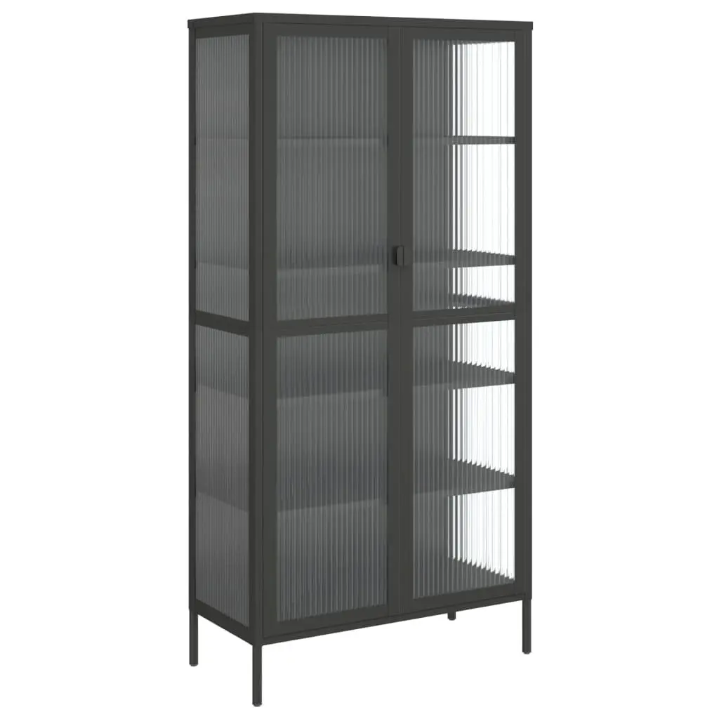 Highboard Storage Cabinet with Fluted Glass