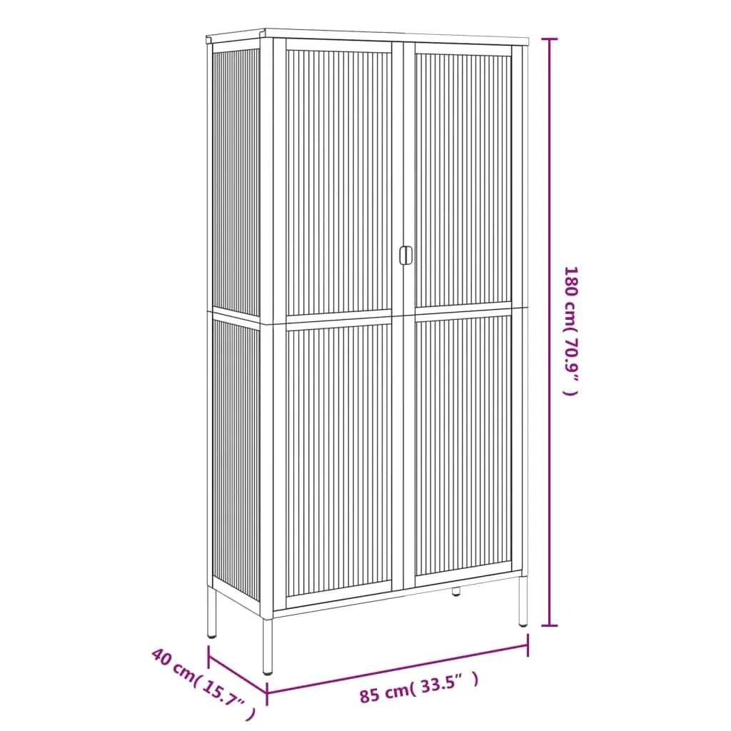 Highboard Storage Cabinet with Fluted Glass