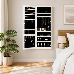 Elegant Wall Mounted Jewellery Cabinet with Full-Length Mirror
