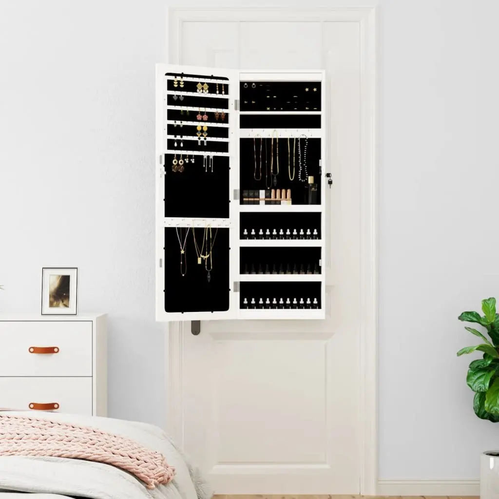 Wall Mounted Mirror Jewellery Cabinet with LED
