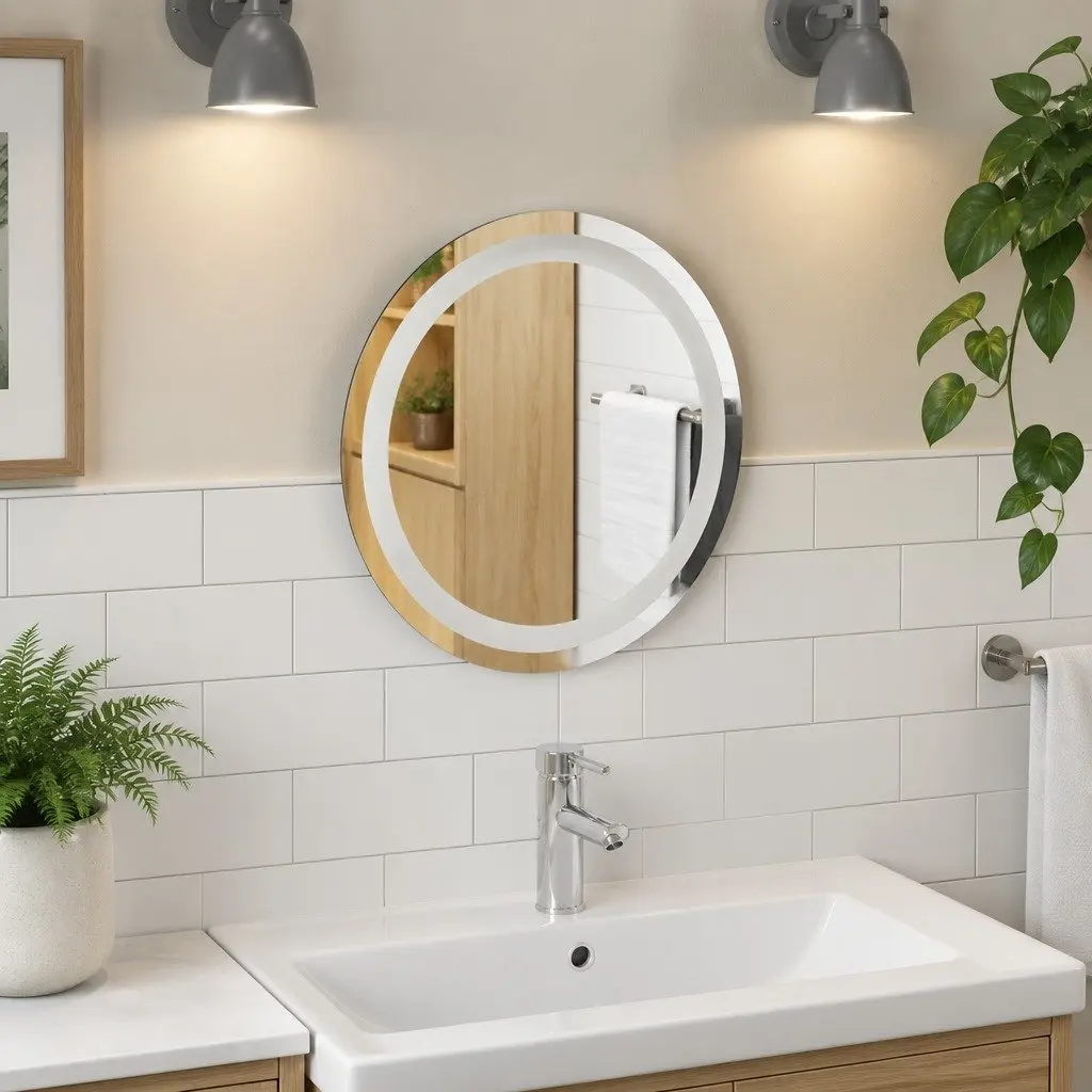 Round LED Bathroom Mirror 40cm with Ambient Lighting