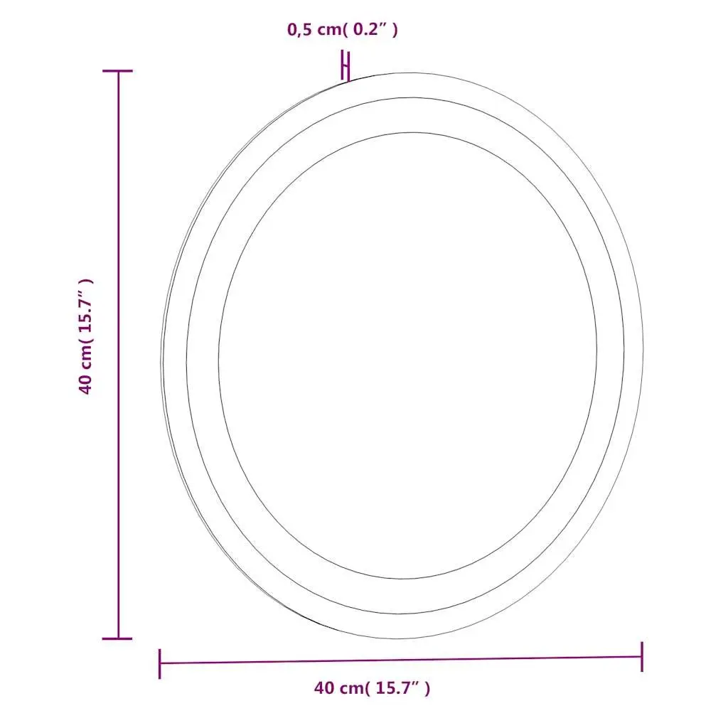 Round LED Bathroom Mirror 40cm with Ambient Lighting
