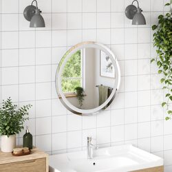 Round 50cm LED Bathroom Mirror with USB Power