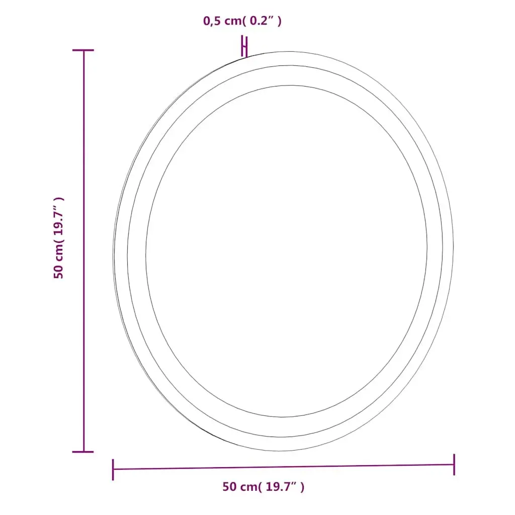 Round 50cm LED Bathroom Mirror with USB Power