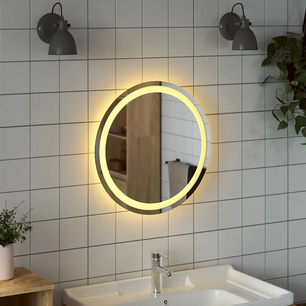Round 50cm LED Bathroom Mirror with USB Power