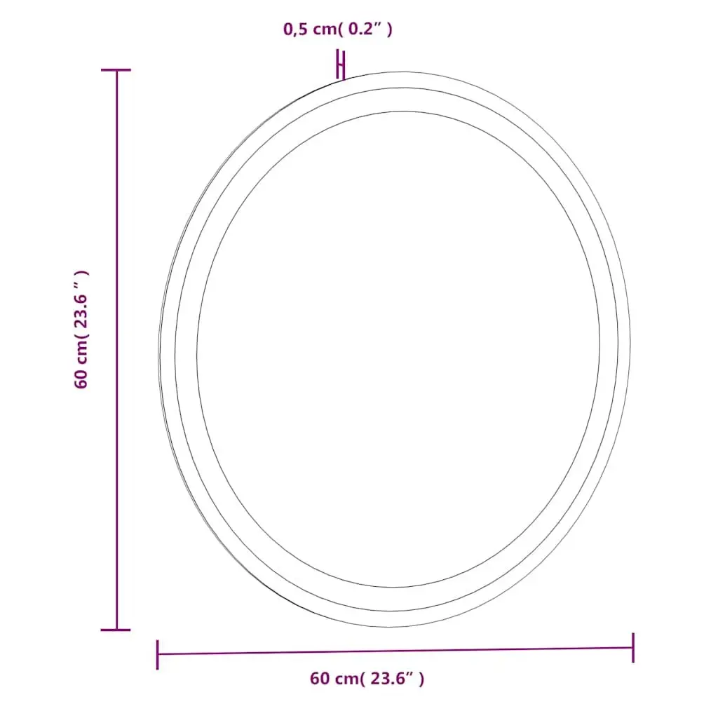 60cm Round LED Bathroom Mirror with Integrated Lights