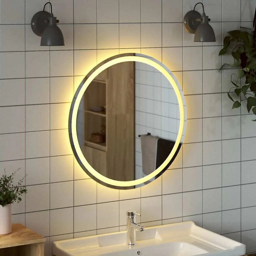 Round 70cm LED Bathroom Mirror with Illuminated Vanity Light