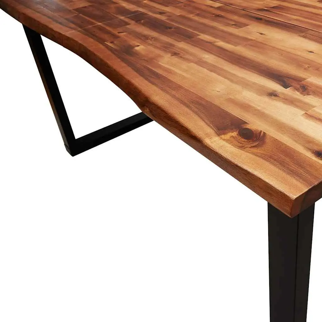 Solid Acacia Wood Dining Table with Live Edge 140x80x75cm