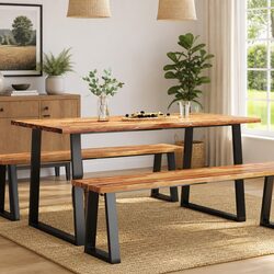 Stylish Live Edge Dining Table in Solid Acacia Wood