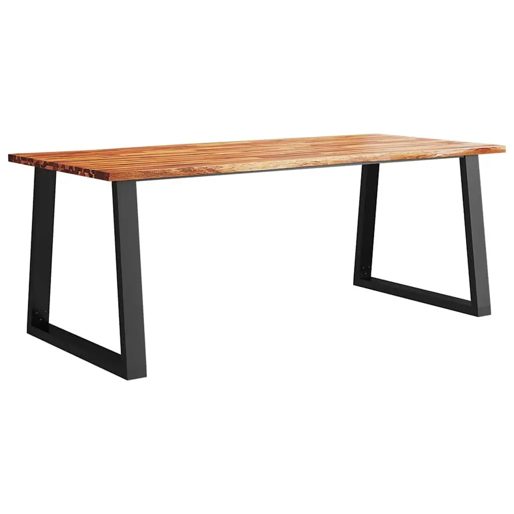 Dining Table Live Edge 200x90x75 cm Solid Acacia Wood Kitchen Room Furniture
