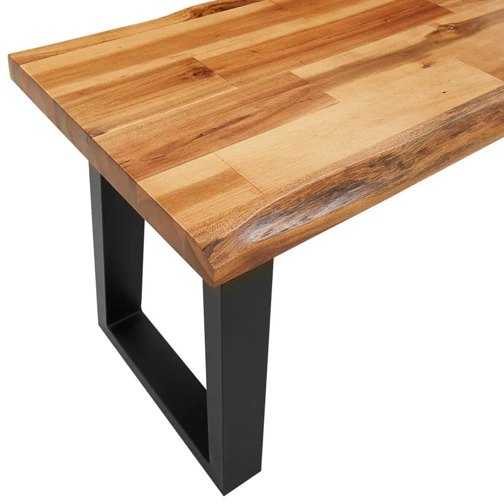 Acacia Live Edge Solid Wood Bench 140 cm with U-Shaped Legs