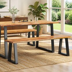 Live Edge 160cm Solid Acacia Wood Bench with Steel Frame