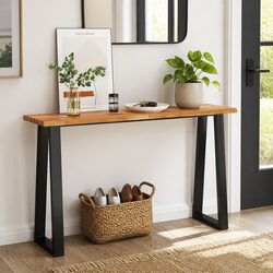 Console Table Live Edge 140x40x80cm Solid Wood Acacia Brown Hallway Display