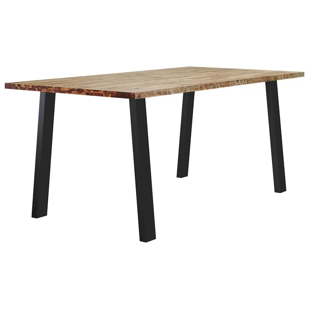 Solid Wood Acacia Dining Table with Steel Legs 150x90cm