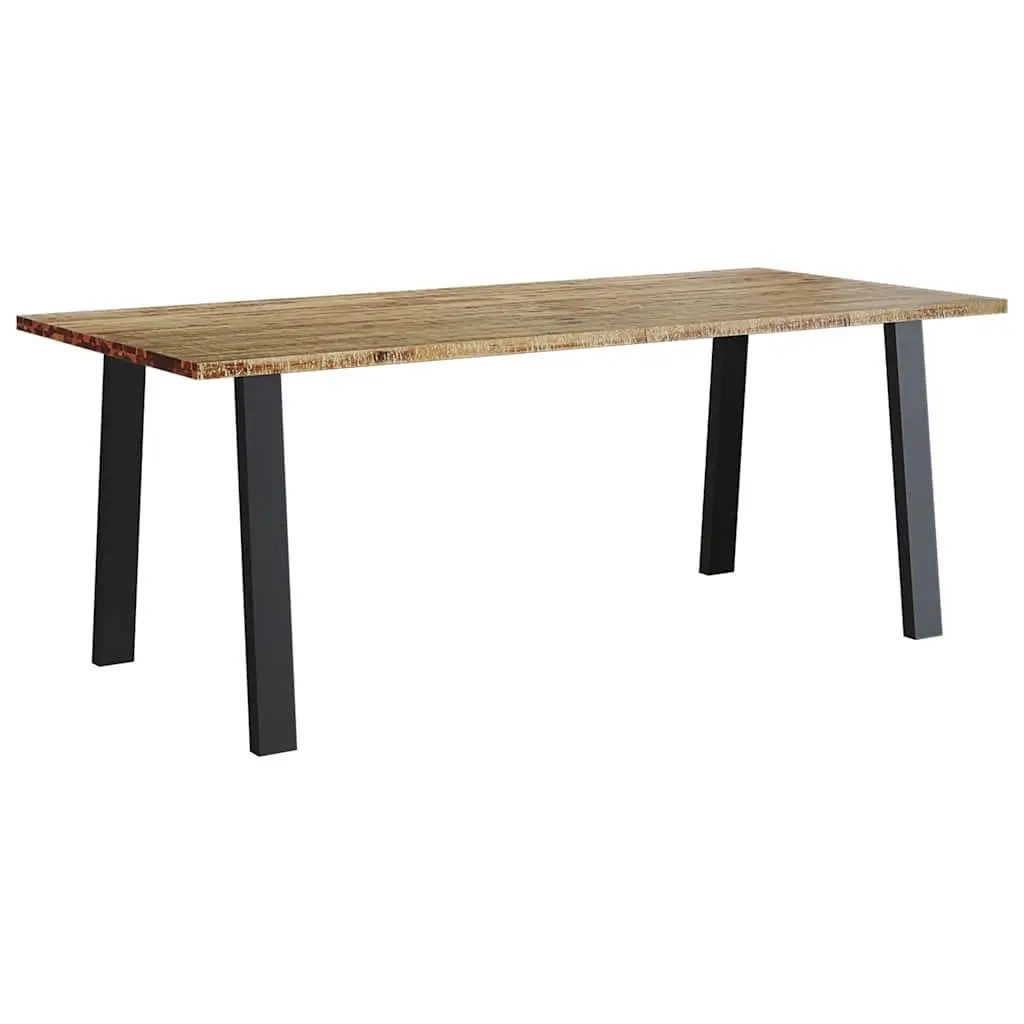 Dining Table Solid Wood Acacia 200x90x75 cm Brown Industrial Legs