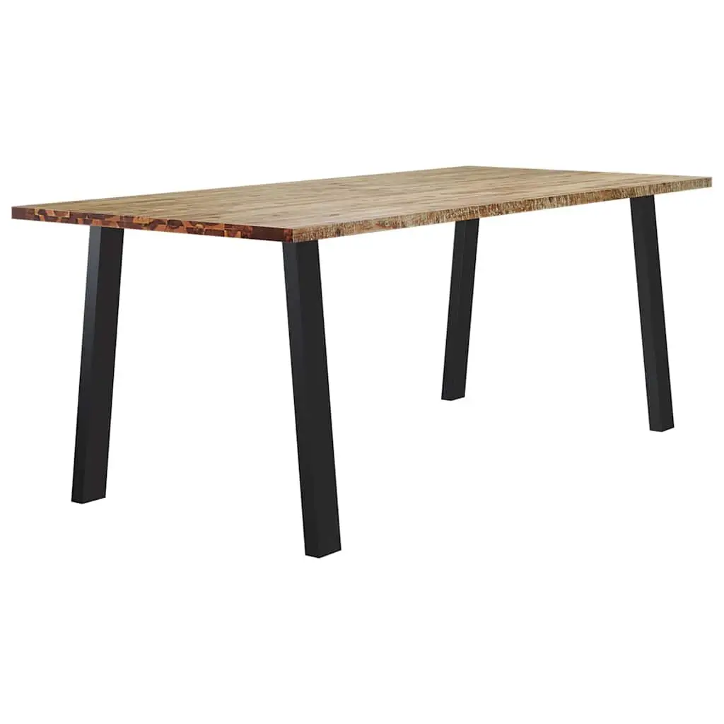 Dining Table Solid Wood Acacia 200x90x75 cm Brown Industrial Legs