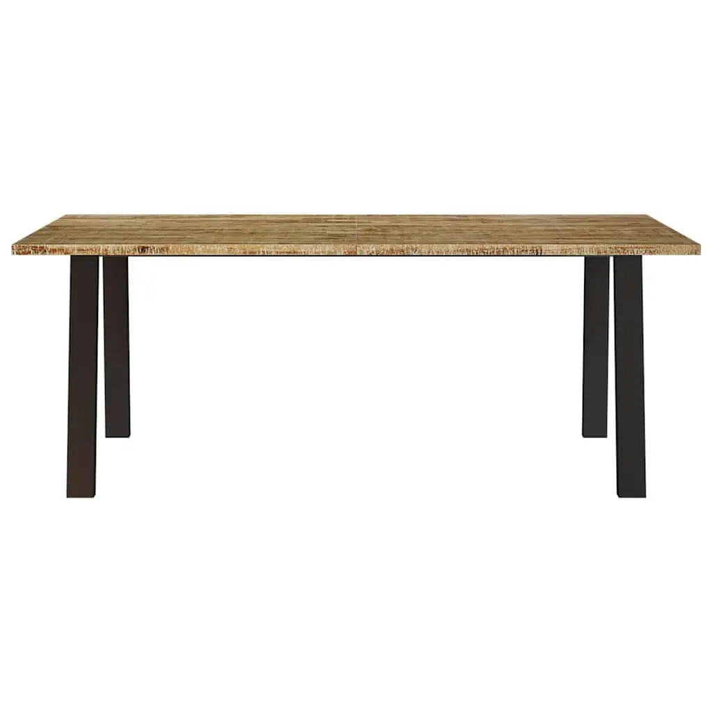 Dining Table Solid Wood Acacia 200x90x75 cm Brown Industrial Legs