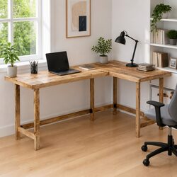 Stylish L-Shaped Desk in Brown - Perfect for Your Office