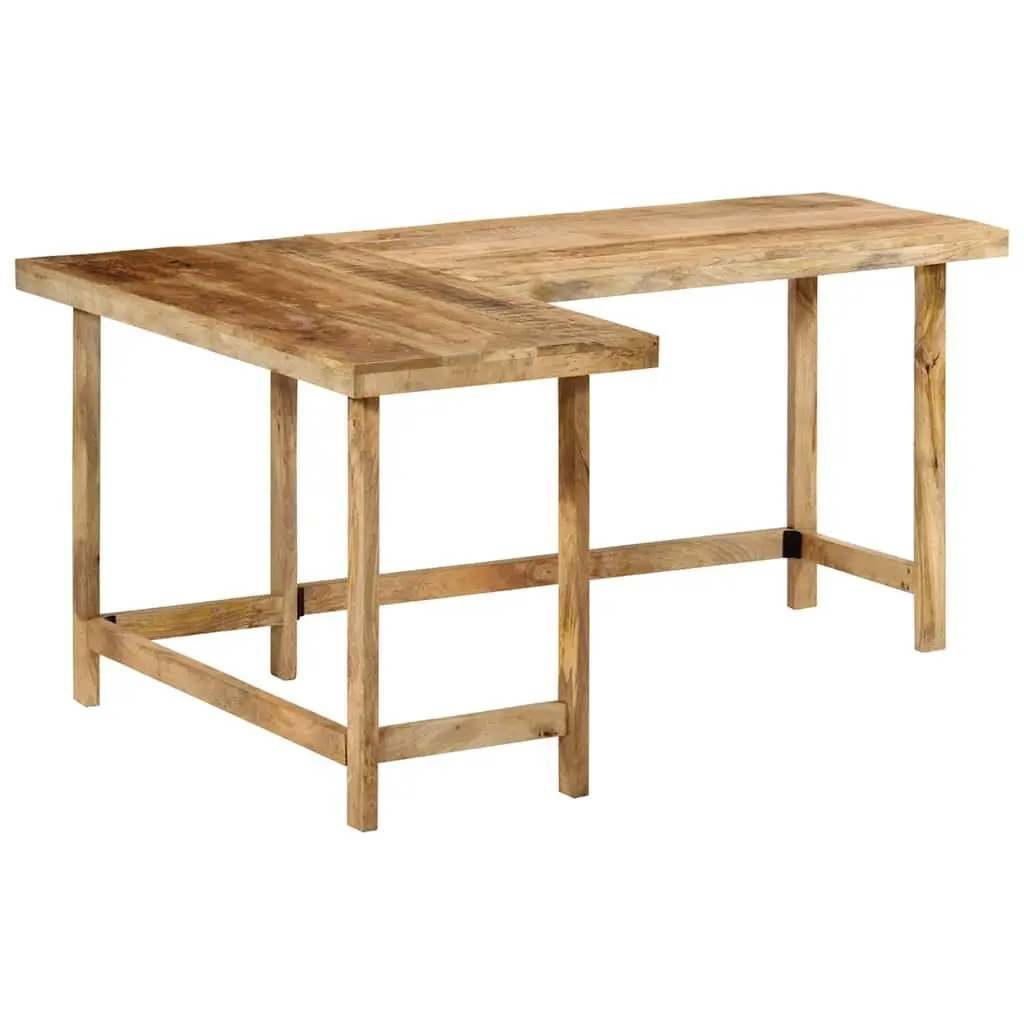 L-Shaped Desk Solid Mango Wood 165x110x75cm Brown