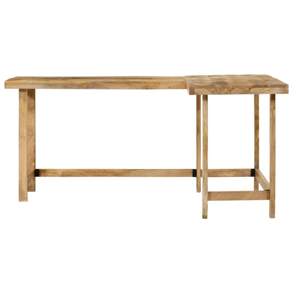 L-Shaped Desk Solid Mango Wood 165x110x75cm Brown