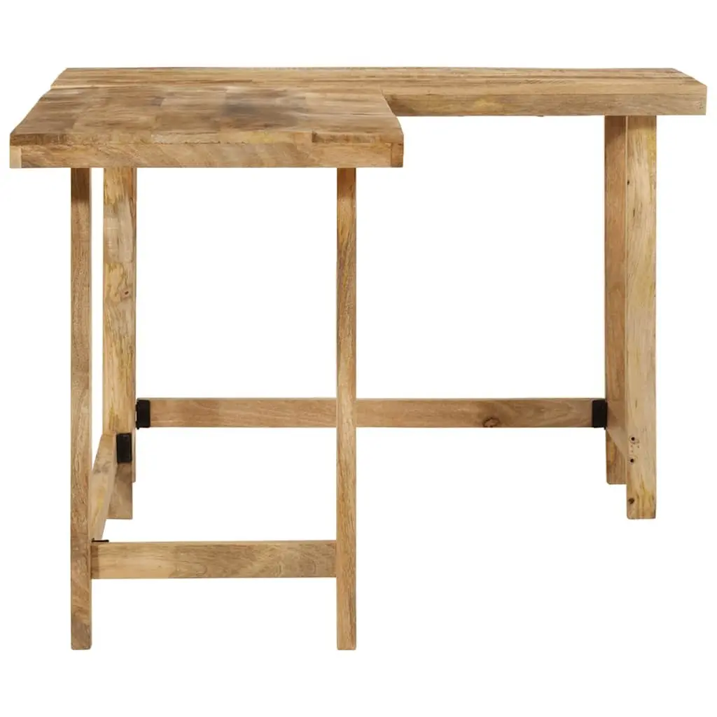 L-Shaped Desk Solid Mango Wood 165x110x75cm Brown