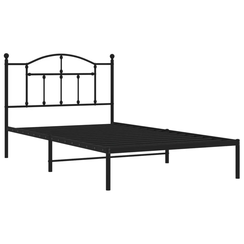 King Single Metal Bed Frame 107x203 cm with Headboard
