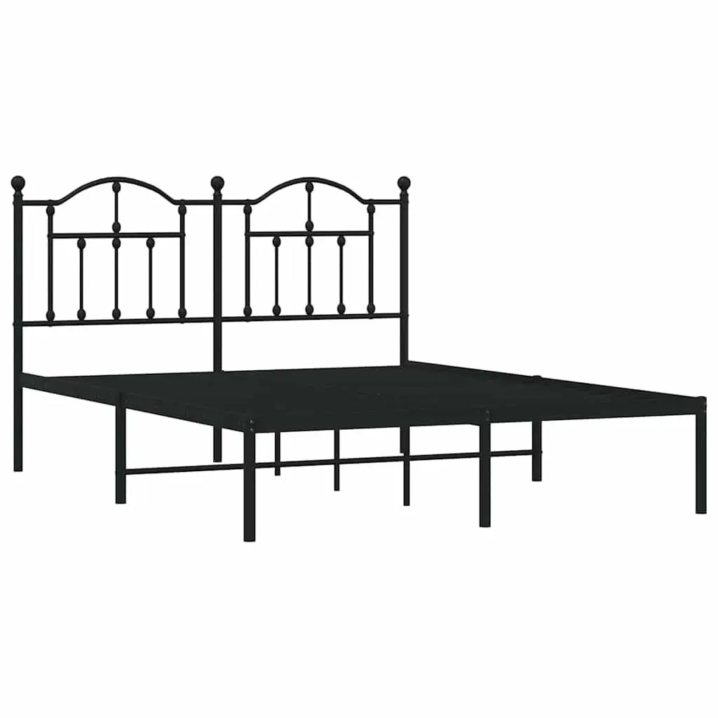 Metal Bed Frame Steel 150x200 cm Black