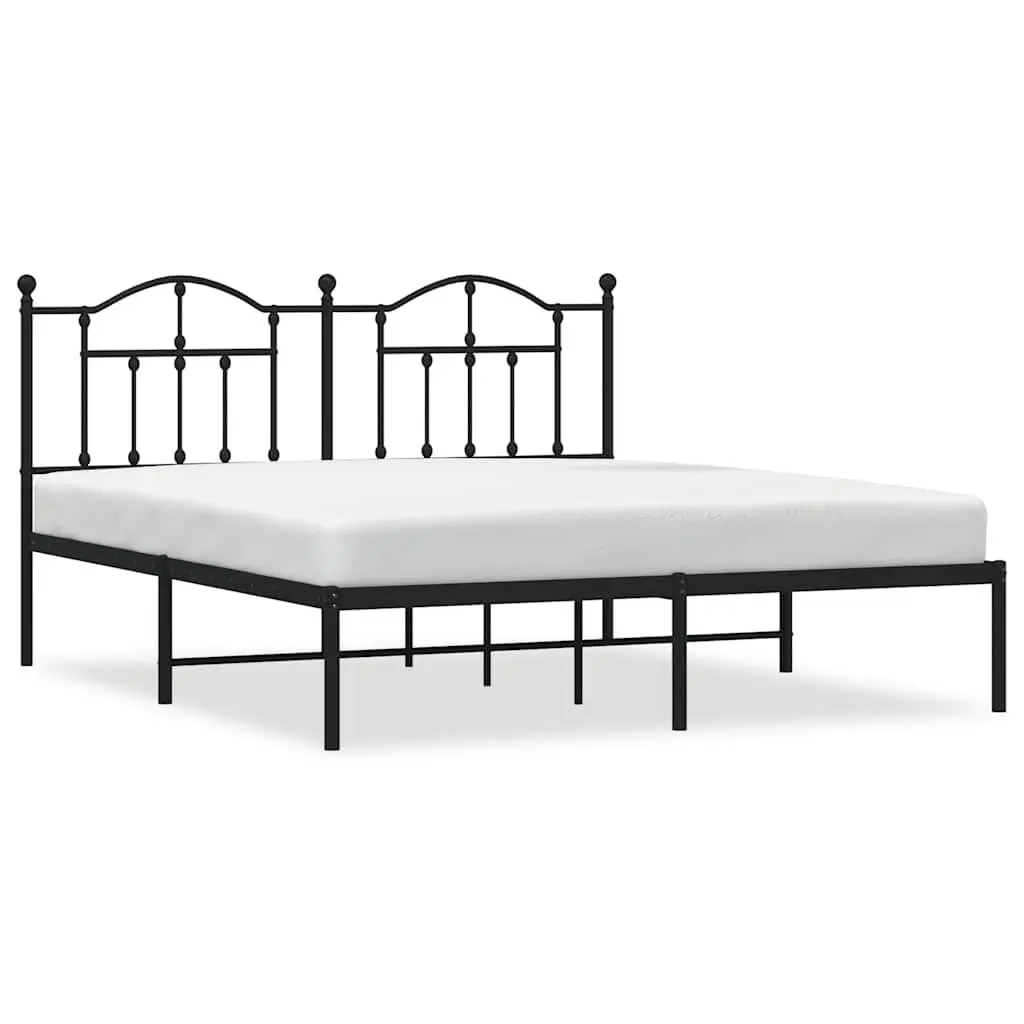 Metal Bed Frame Powder-coated Steel King 183x203 cm Black