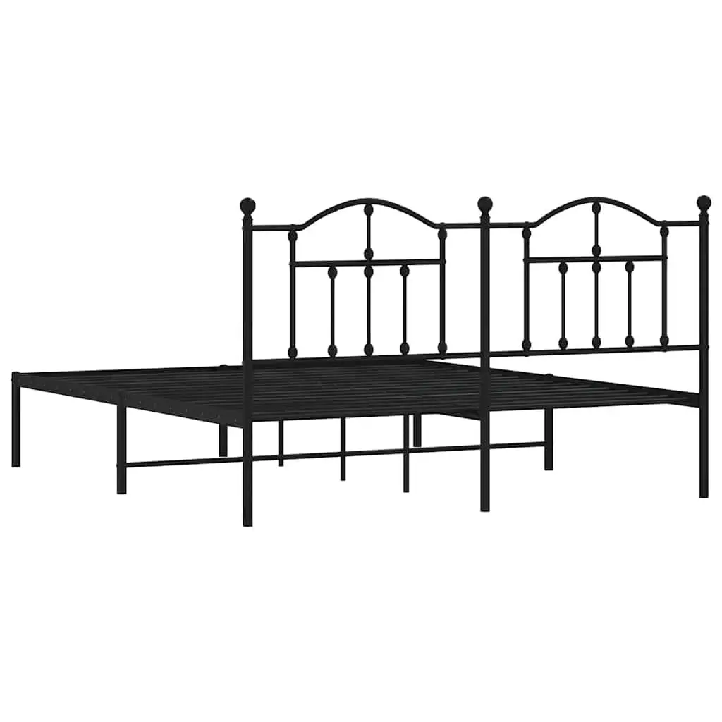 Metal Bed Frame Powder-coated Steel King 183x203 cm Black
